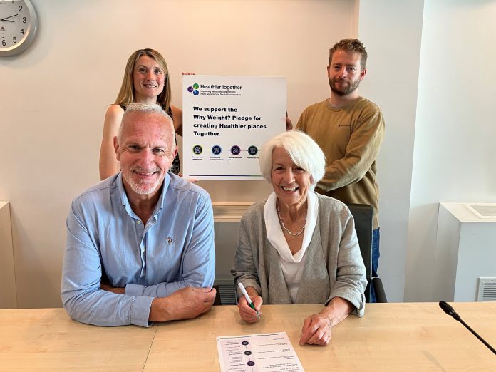 Councillor Maggie Tyrrell, Councillor Ian Boulton (front) and Councillor Sam Bromiley, and cabinet member for Public Health Alison Evans (back)