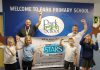 Children and staff from The Park Primary School in Kingswood celebrate their Modeshift STARS accreditation.