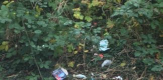 Fly-tip next to the railway line, North Street, Oldland Common.
