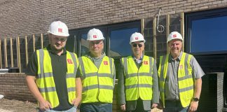 Ollie Begg, assistant site manager at John Perkins Construction, Cllr Adam Monk, cabinet member for resources, Dave Addison, chairman of Stoke Gifford Parish Council and Richard Mann, site manager John Perkins Construction