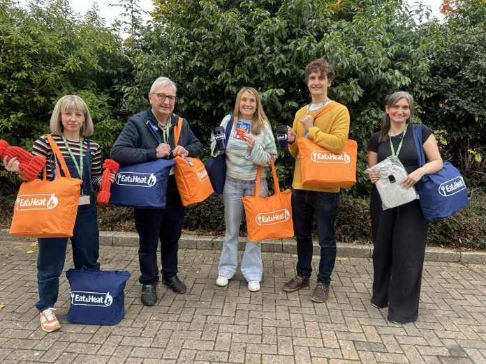Warm packs 2025 Councillor Alison Evans, cabinet member for cost of living, equalities and public health, Councillor Tony Williams, lead partner member for cost of living, equalities and public health, and some of the staff that helped put together the warm packs