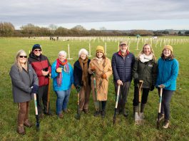 Daphne Dunning, Clerk of Pucklechurch Parish Council; Councillor Rick Dunning, Pucklechurch Parish Council environment lead; Councillor Gail Boyle, Chair of Pucklechurch Parish Council; Councillor Maggie Tyrrell, Leader, South Gloucestershire Council; Councillor Louise Harris, South Gloucestershire Council’s cabinet member for the climate and nature emergency; Richard Higgs, Director, Western Forest; Laura Norton, Partnerships Manager for the Forest of Avon and Mia Ridler, Green Infrastructure Officer, West of England Combined Authority.