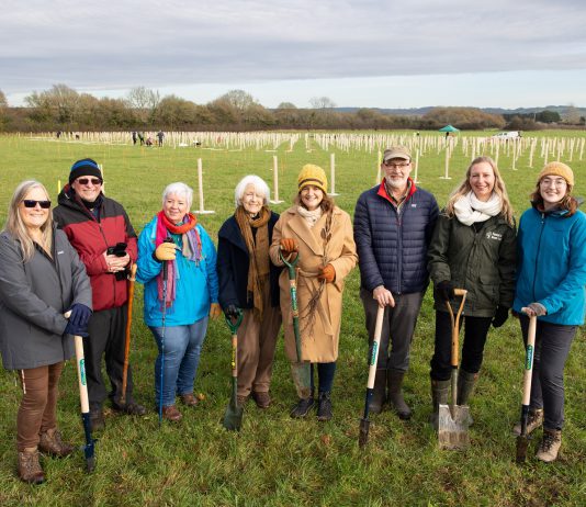 Daphne Dunning, Clerk of Pucklechurch Parish Council; Councillor Rick Dunning, Pucklechurch Parish Council environment lead; Councillor Gail Boyle, Chair of Pucklechurch Parish Council; Councillor Maggie Tyrrell, Leader, South Gloucestershire Council; Councillor Louise Harris, South Gloucestershire Council’s cabinet member for the climate and nature emergency; Richard Higgs, Director, Western Forest; Laura Norton, Partnerships Manager for the Forest of Avon and Mia Ridler, Green Infrastructure Officer, West of England Combined Authority.
