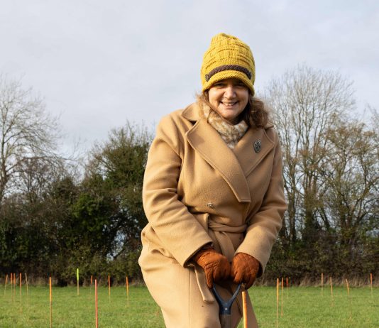 Cllr Louise Harris taking part in tree planting at the new Pucklechurch Woodland