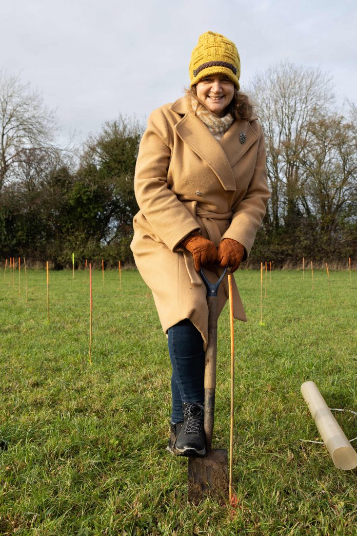 Cllr Louise Harris taking part in tree planting at the new Pucklechurch Woodland