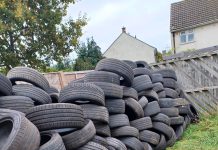 A large pile of tyres
