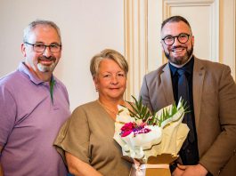 The image shows, Wendy and Bill Bond, winners of Foster Carer of the Year with Cllr Simon Johnson (right), South Gloucestershire Council Cabinet Member for Children and Young People.