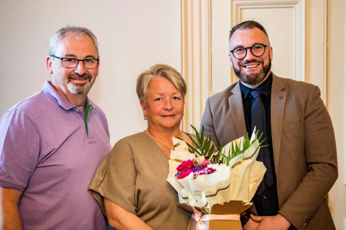 The image shows, Wendy and Bill Bond, winners of Foster Carer of the Year with Cllr Simon Johnson (right), South Gloucestershire Council Cabinet Member for Children and Young People.