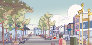 An artist's impression of Kings Chase main square
