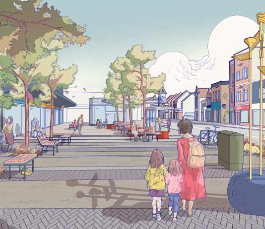 An artist's impression of Kings Chase main square