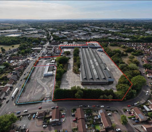 An aerial view of the site at Station Road, Yate.