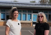 Councillor Louise Harris and Kathryn Jones from Wellesley Primary School